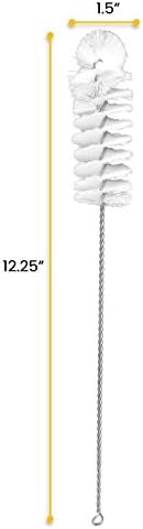 EISCO (Pack of 12) Nylon Cleaning Brushes with Fan-Shaped Ends, 12.25" - Twisted Stainless Steel Wire Handles - Ideal for 1.2" - 1.4" Diameter Tubes, Bottles, Flasks, Cylinders, Jars, Vases, Cups