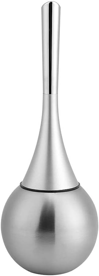 2-in-1 Toilet Brush and Holder Set, Stainless Steel Bathroom Cleaning Brush with Non Scratch Bristles 60° Deep Cleaning Design Versatile Scrubber for Toilet Tub Tiles (Silver)