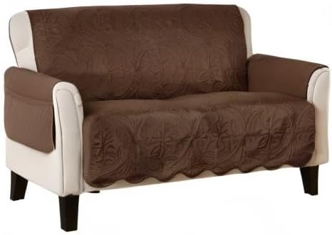 Great Bay Home Reversible Loveseat Cover - Washable Slipcover Furniture Protector with Elastic Straps - Couch Cover for Dogs, Kids, and Pets - Quilted & Stitched Detail (Loveseat, Chocolate/Taupe)