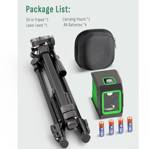 Laser Level with 50” Tripod, 360° Self Leveling Cross Line - Image 8
