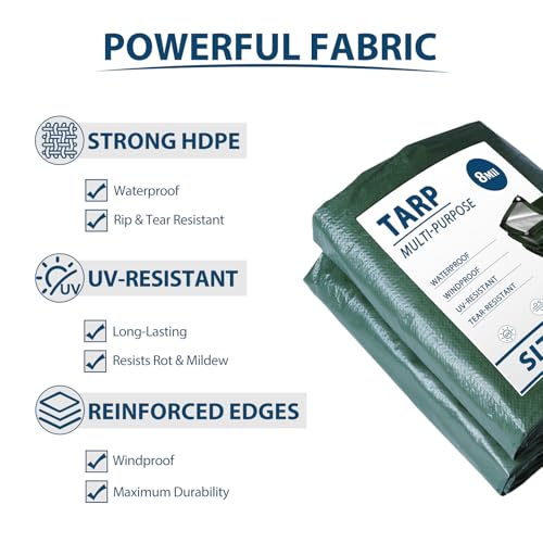 Tarp Waterproof 10x20FT Multi-Purpose Green Poly Tarps Cover 8Mil - Image 7
