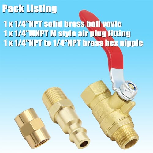 1/4 inch NPT Brass Ball Valve Kit Air Compressor Shut Off Valve - Image 8