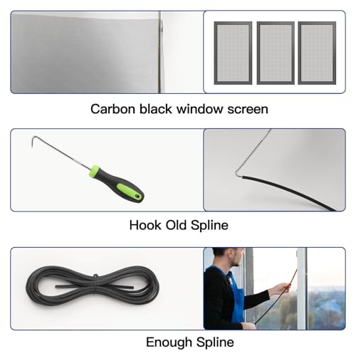 Window Screen Door Repair Kit Include Window Screens Mesh - Image 7