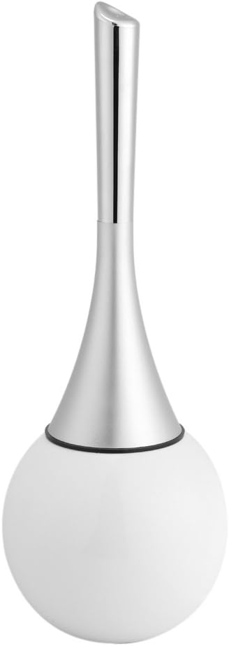 Toilet Brush and Holder Set, Stainless Steel Bathroom Bowl Brush Kit for and Scrubbing Bathroom Floors (White Base)