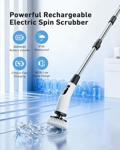 Electric Spin Scrubber, Shower Scrubber with Long Handle - Image 7