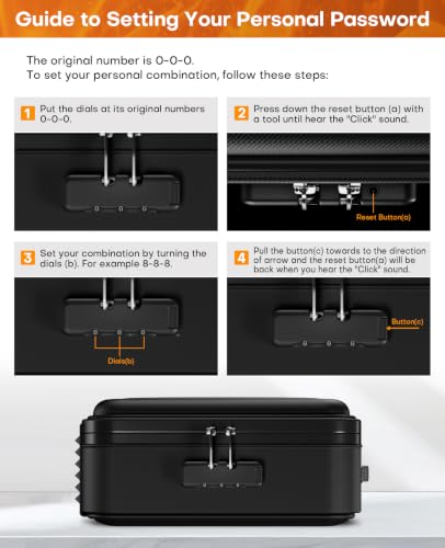 Fireproof Document Box with Lock, Hard Case Safe Box Water - Image 7