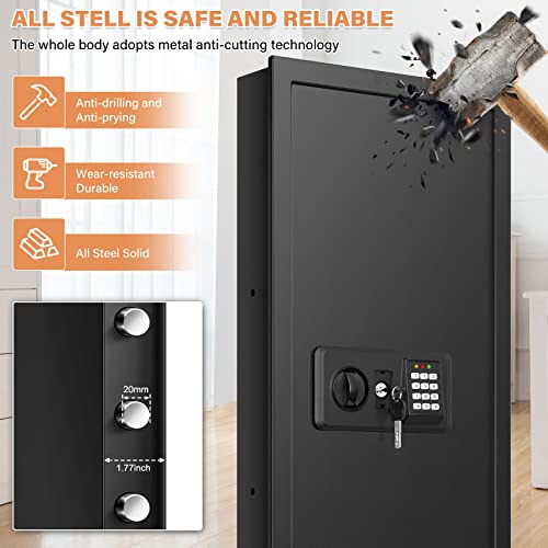Black 43.3" Tall Fireproof Wall Safe Between Studs 16" Centers - Image 8