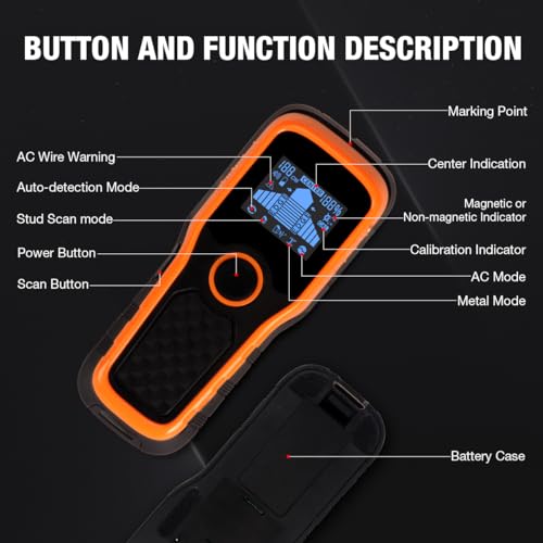 Wall Scanner 6 in 1 Stud Finder HD LCD for Wood Metal AC Wire - Image 7
