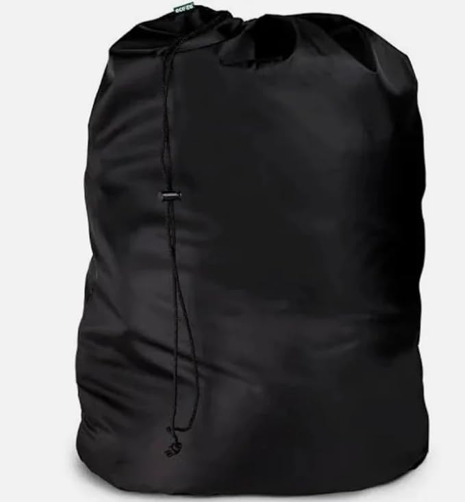 Black Heavy Duty Nylon Laundry Bags with Drawstring Slip Lock Closure, 28" x 40"