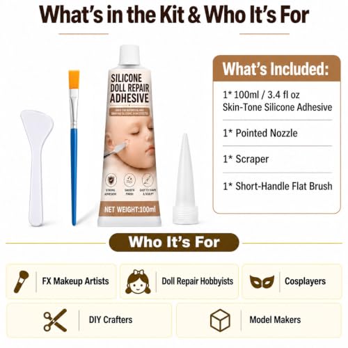 Silicone Adhesive Glue for Doll Repair, Skin Tone Soft 100ml - Image 8