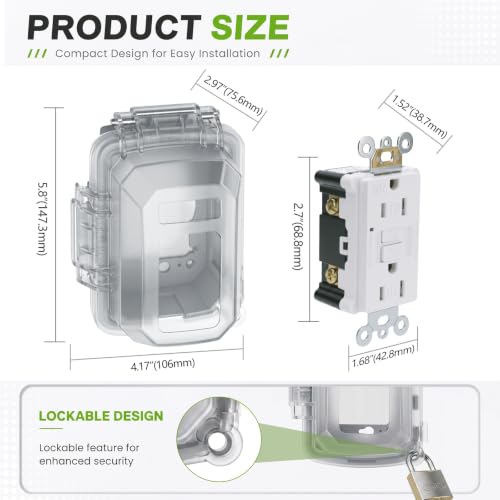 15 Amp GFCI Outlet with Weatherproof Cover for Patio Remodelers - Image 8