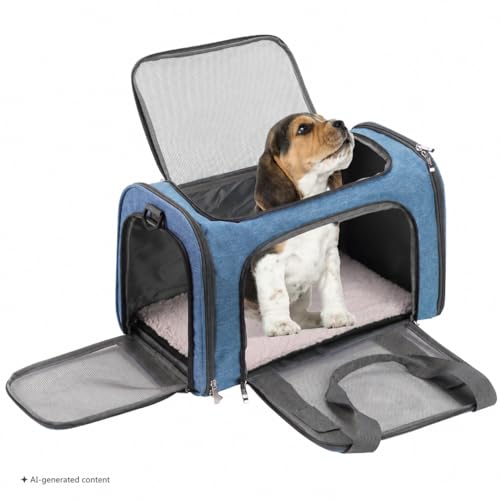 Mr. Pen- Pet Carrier, 17.5" x 11.2" x 11.5", Medium Size, Blue - Image 8