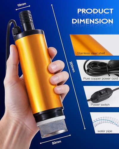 12V 80W Submersible Water Transfer Pump, 5.3GPM High Flow Diesel - Image 7