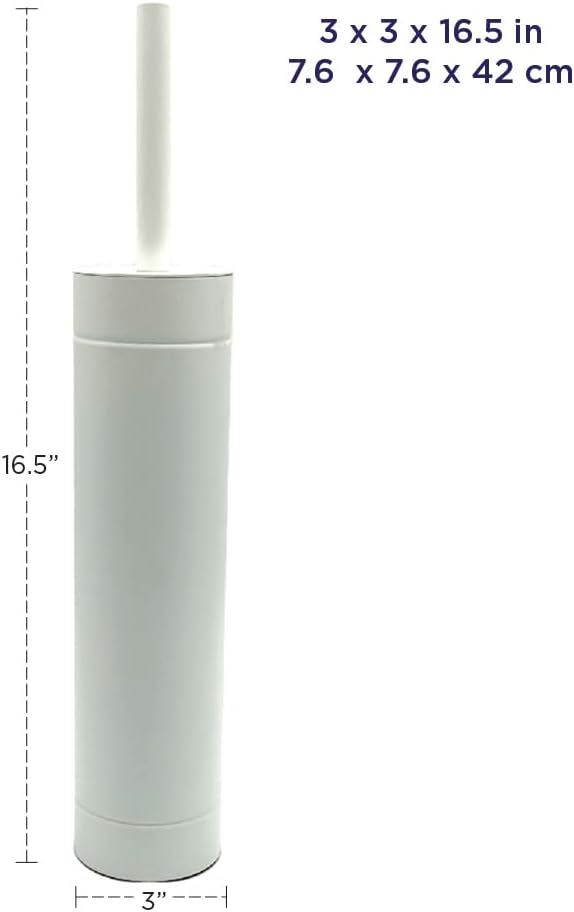Toilet Bowl Cleaning Brush and Holder with Lid, Slim Design, 304 Stainless-Steel, Fingerprint-Proof, Rust Resistant, Heavy-Weight Base (2 Pack, White)