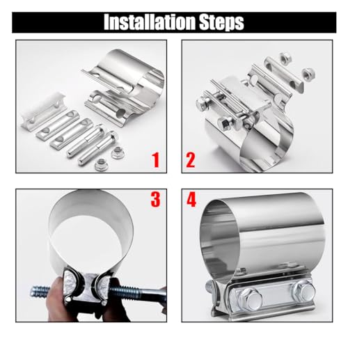 GLSOWEE 2PCS 2." Exhaust Clamp, Butt Joint Muffler Band | Hand Tools - Image 7