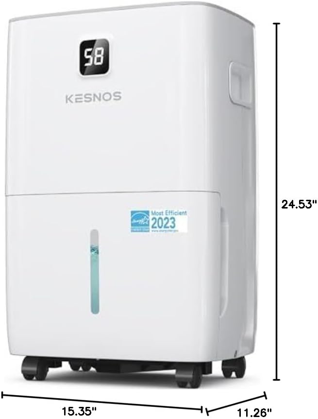 Kesnos 80 Pints Energy Star Dehumidifier for Home, Basement with Drain Hose, Front LED Display and 1.06 Gal Water Tank, Ideal for Large Room up to 5,500 Sq. Ft., Featuring Auto Defrost, Timer Function