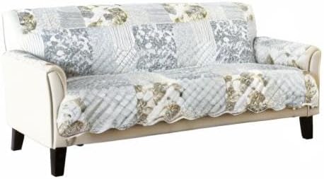 Great Bay Home Reversible Patchwork Sofa Cover - Washable Slipcover Furniture Protector with Elastic Straps - Couch Cover for Dogs, Kids, and Pets - Box-Stitched Detail (Sofa, Grey)