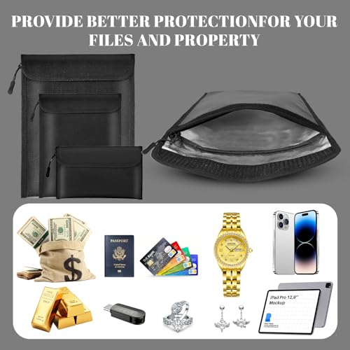 Lihengkong Fireproof Waterproof Document Bag 3-Pack Black 2000℉ - Image 7