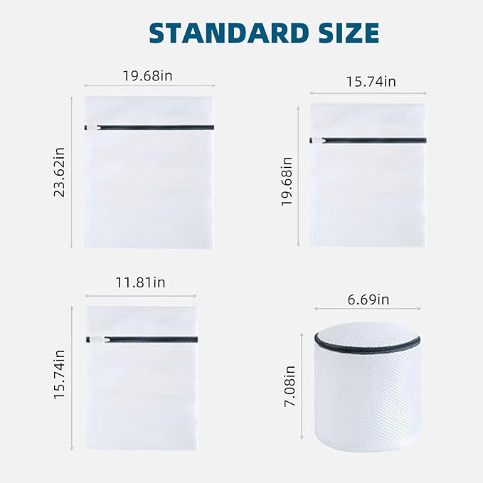 4Pcs Mesh Laundry Bags with Zipper | Laundry Bags Mesh Wash Bags for Coats, Jackets, Bra, Underwear & Family/Travel Use
