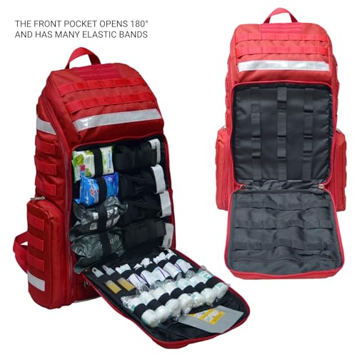 32L First Aid Medical Backpack, Red EMT Bag - Image 7