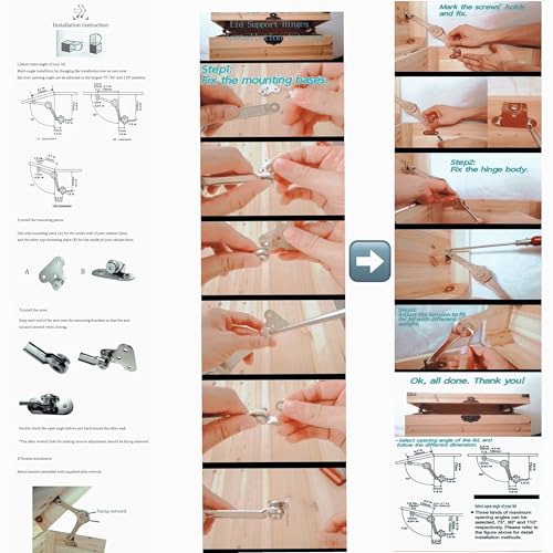 Toy Box Hinges Soft Close - Adjustable Chest Hinges for Wooden - Image 7