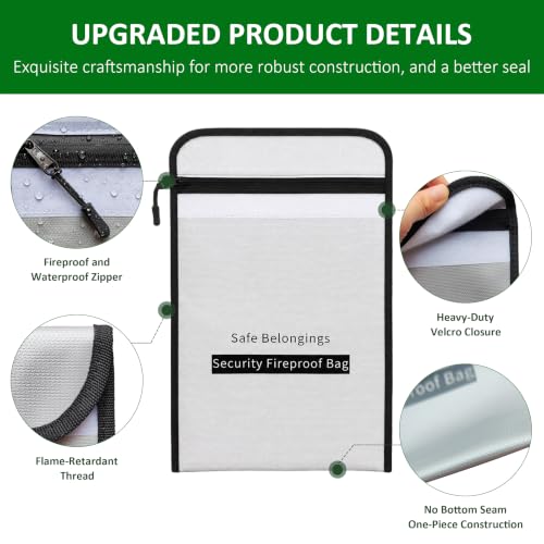2 Size Fireproof Waterproof Document Money Bag, Important File - Image 8