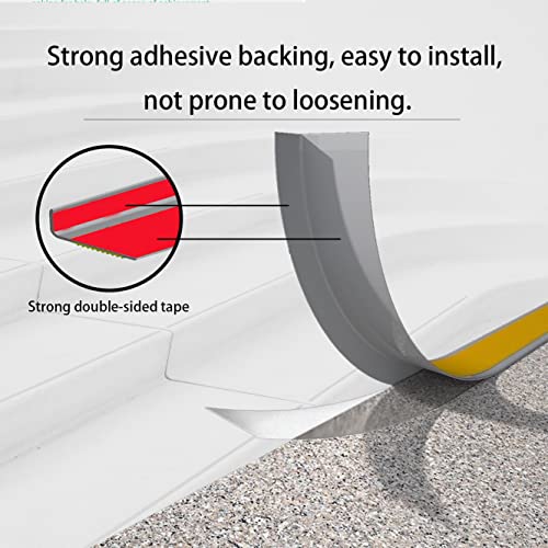 Rubber Stair Nosing - Stair Anti-Slip Adhesive Strip, Made of Wear-Resistant Rubber, Mute, Easy to Install - Indoor/Outdoor, Helps Elderly and Children Prevent Slipping (1, Grey, 7