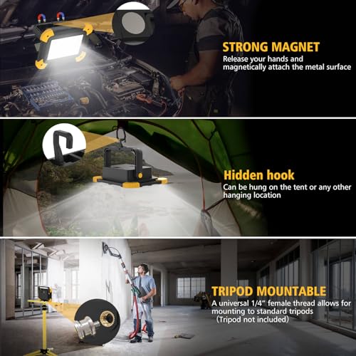 Rechargeable Magnetic LED Work Light, 40W Flood Light with 5 - Image 7