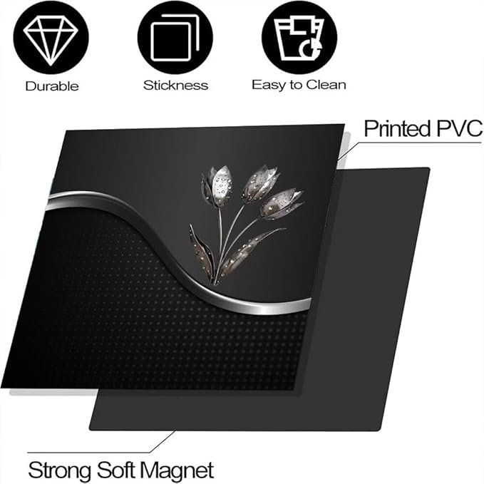 Stainless Steel Flowers Dishwasher Magnet Cover Decor, Metal Floral Dishwashing Sticker Magnetic, Kitchen Fridge Door Magnet Cover Black (23" x 26" Magnetic)