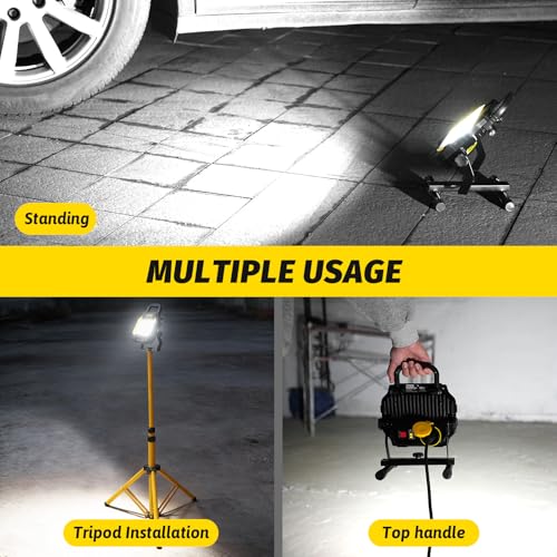 6000LM Hybrid LED Work Light, Dual-Power for Construction Garage - Image 7