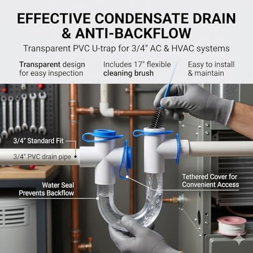 3/4" Standard Condensate Trap with 17" Cleaning Brush PVC - Image 8
