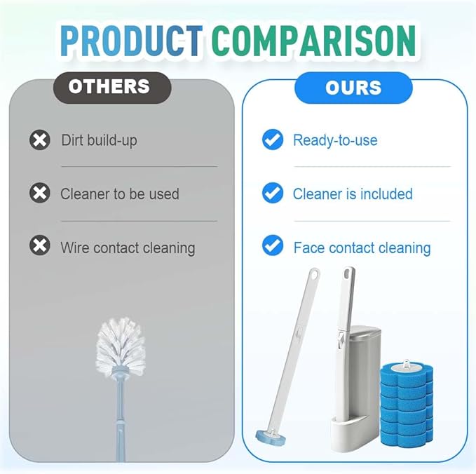 Upgrade Disposable Toilet Brush, Disposable Toilet Cleaning Set with Holder & Refills, Extended Handle Bowl Brush for Hygienic Bathroom Maintenance, 18 Disinfecting Heads Included (Gray)