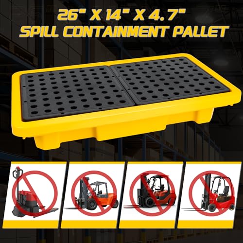 2 Drum Spill Containment Pallet, Leakproof Spill Tray with Drain - Image 7