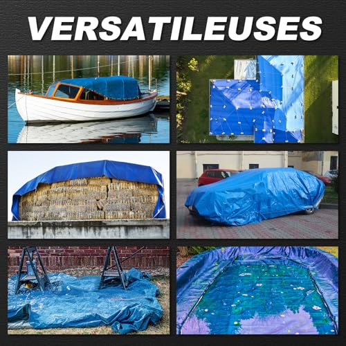 Tarps Waterproof 8x10 Feet, 2 Pack Heavy Duty Blue Tarp Cover 8 - Image 7
