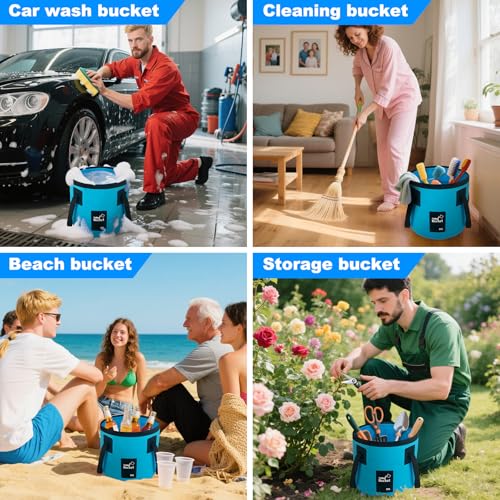 5 Gallon Collapsible Bucket with Handle, Car Wash Bucket - Image 7