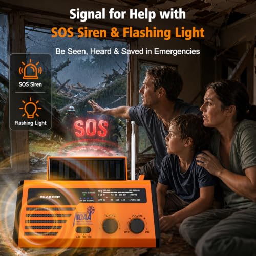Peakeep NOAA Emergency Weather Radio Alert with Crank Solar - Image 8