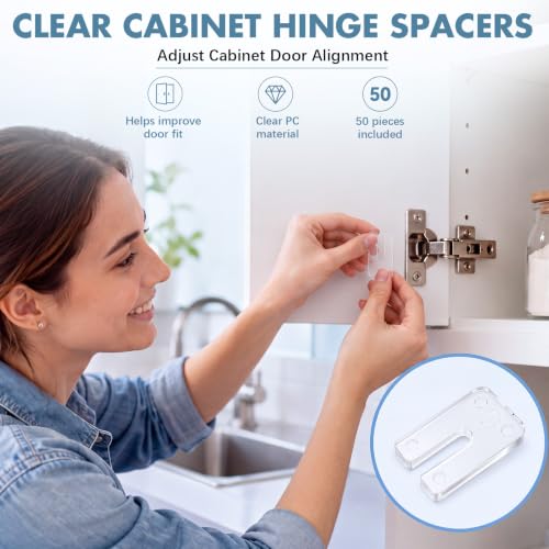 Pangda 50 Pack 1/16" Cabinet Hinge Shims Clear, U-Shaped - Image 7