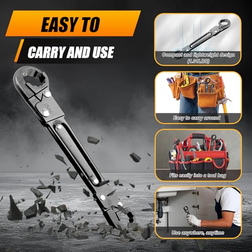 Angle Stop Wrench Kit, 5/8-15/16 in Jaw, 3/8 & 1/2 in Tool, Black - Image 7