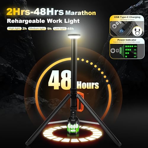 360° Rechargeable Work Light with Remote &Telescopic Stand - Image 7