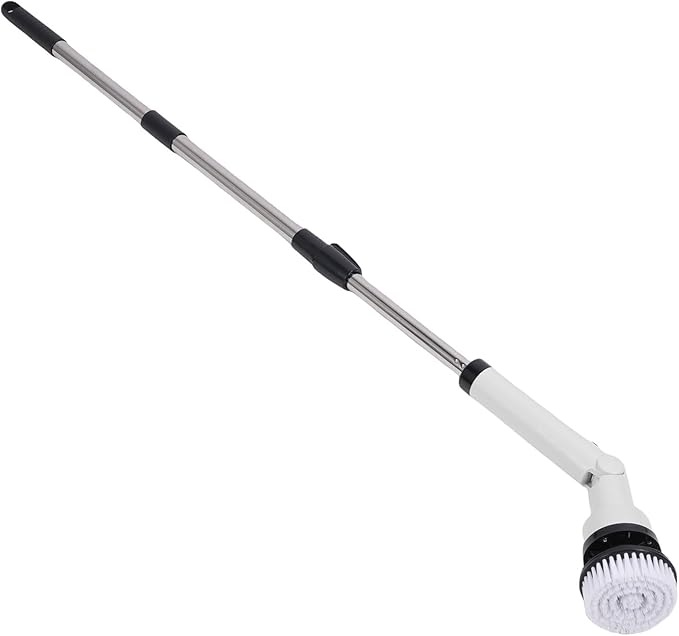 YUYTE Electric Spin Scrubber,Cordless Cleaning Brush with 9 Replaceable Heads,Adjustable Extension Handle, 90 Mins Long Lasting Power for Bathroom, Shower, Tub, Tile, Floor, Car (White)