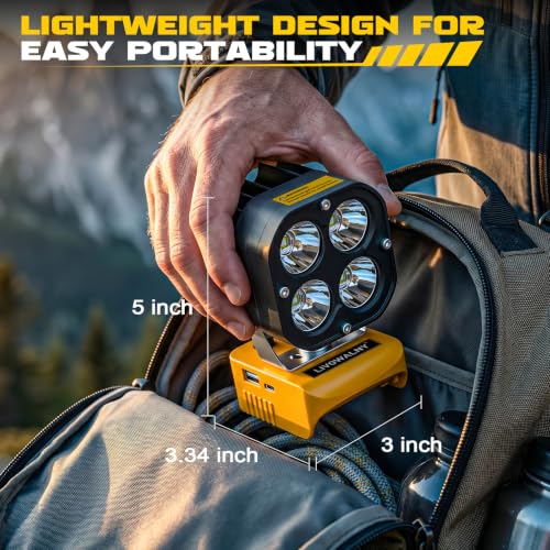LED Work Light Compatible with DeWalt 20V Battery, 60W - Image 7