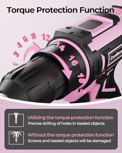 Pink Cordless Drill Set, Electric Power Drill for Women - Image 7