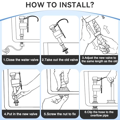 3 Set Toilet Tank Replacement Kit, Fill Valve - Image 8