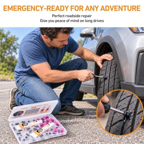 40 PCS Quick Fix Screw-in Tire Plug Kit with 2 Tubes - Image 8