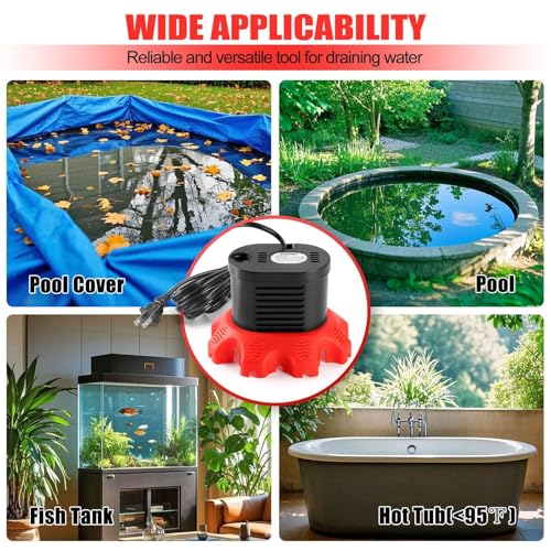 Pool Cover Pump, 850 GPH Pool Water Pump with 20 FT Drain Hose - Image 7