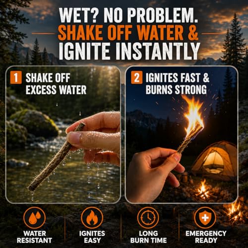 34PCS Fire Starter Survival Kit with 3 Ferro Rods & Striker - Image 7