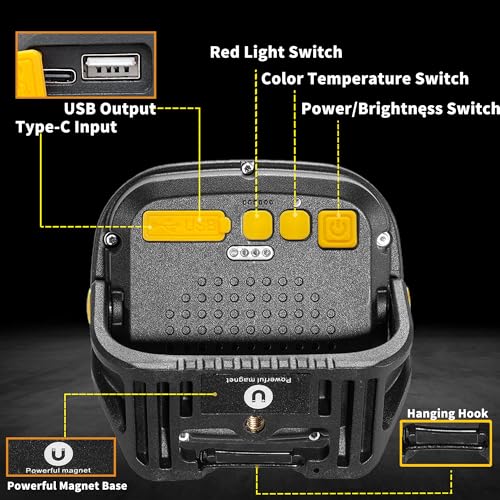 2 Pack Magnetic Work Light Rechargeable 5000 Lumens, 4 | Home Repair - Image 8