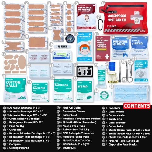211 PCS Waterproof First Aid Kit, Emergency Supplies for Hiking & - Image 8