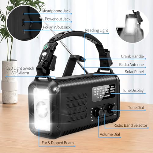 Emergency Weather Radio 20000mAh, Solar Hand Crank Radio - Image 8