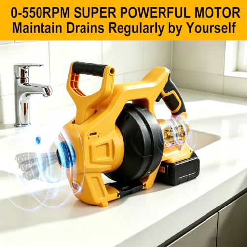 Cordless Drain Snake Compatible with Dewalt 20V Battery - Image 7